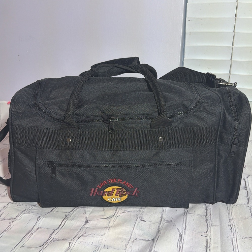 Vintage 90's Hard Rock Cafe Save The Planet Heavy Canvas Duffel Bag W/3 Pockets